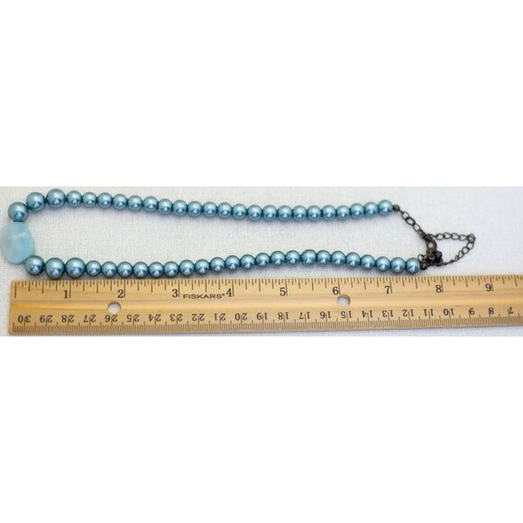 18 inch, Vintage Cerulean Blue Beads Stylish Beaded Necklace - G1 - Picture 3 of 3